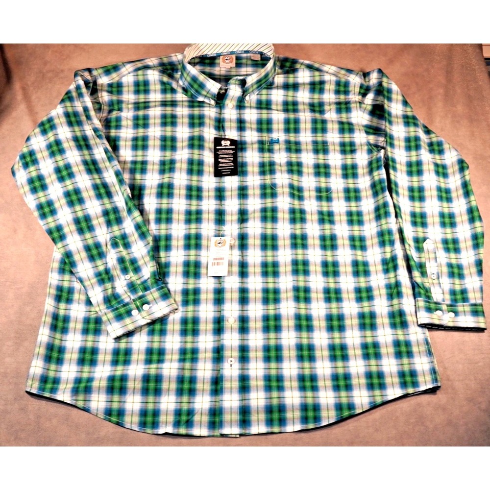 NEW Cinch Western Shirt Mens Long‎ Sleeve Plaid Button Down MTW104330X-WHT